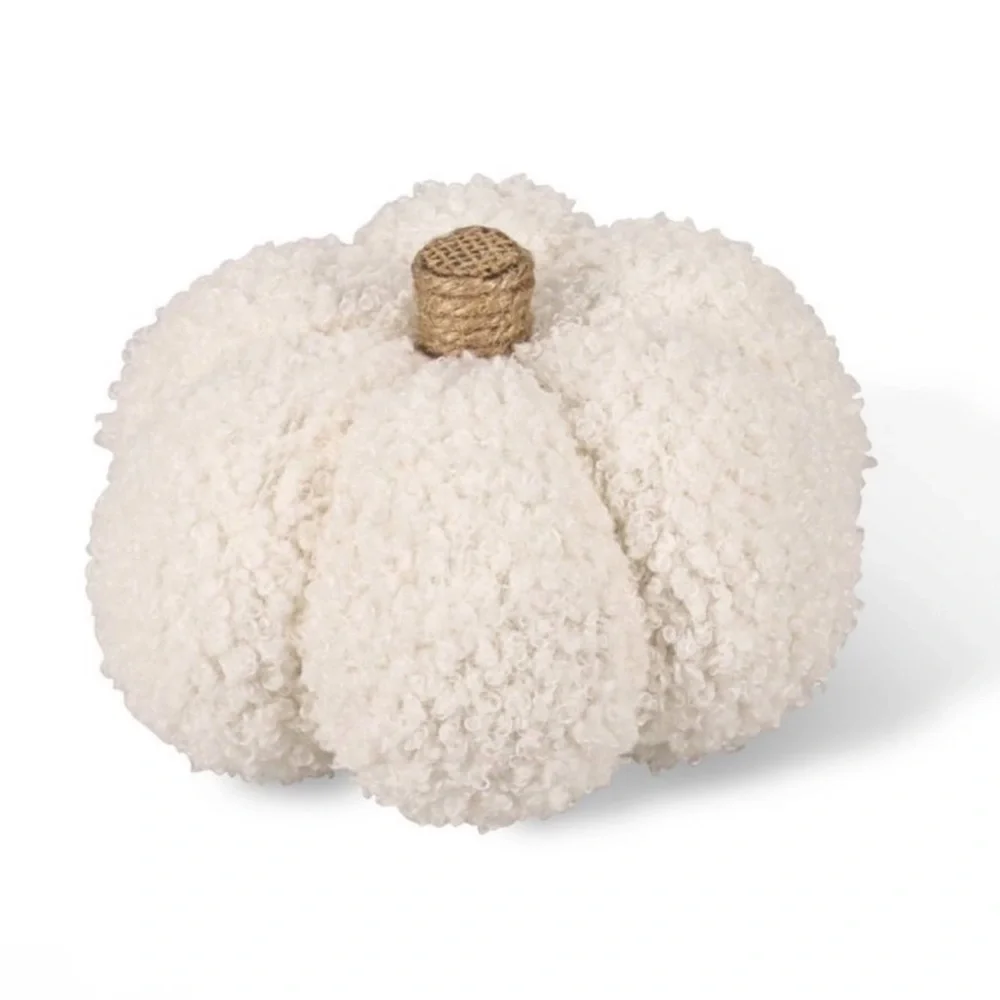 NWT Target Bullseye Playground Set of 2 Cream & Brown Sherpa Pumpkins